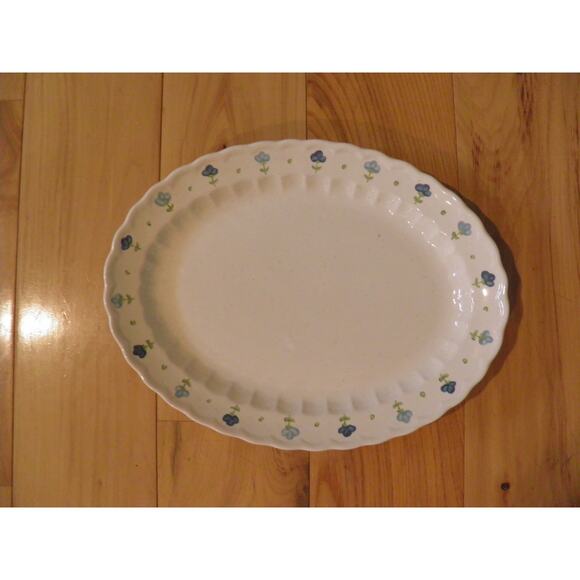 Floral Trim True Blue Vernon Ware by Metlox, Oval Serving Platter 12 1/4” - Picture 9 of 12
